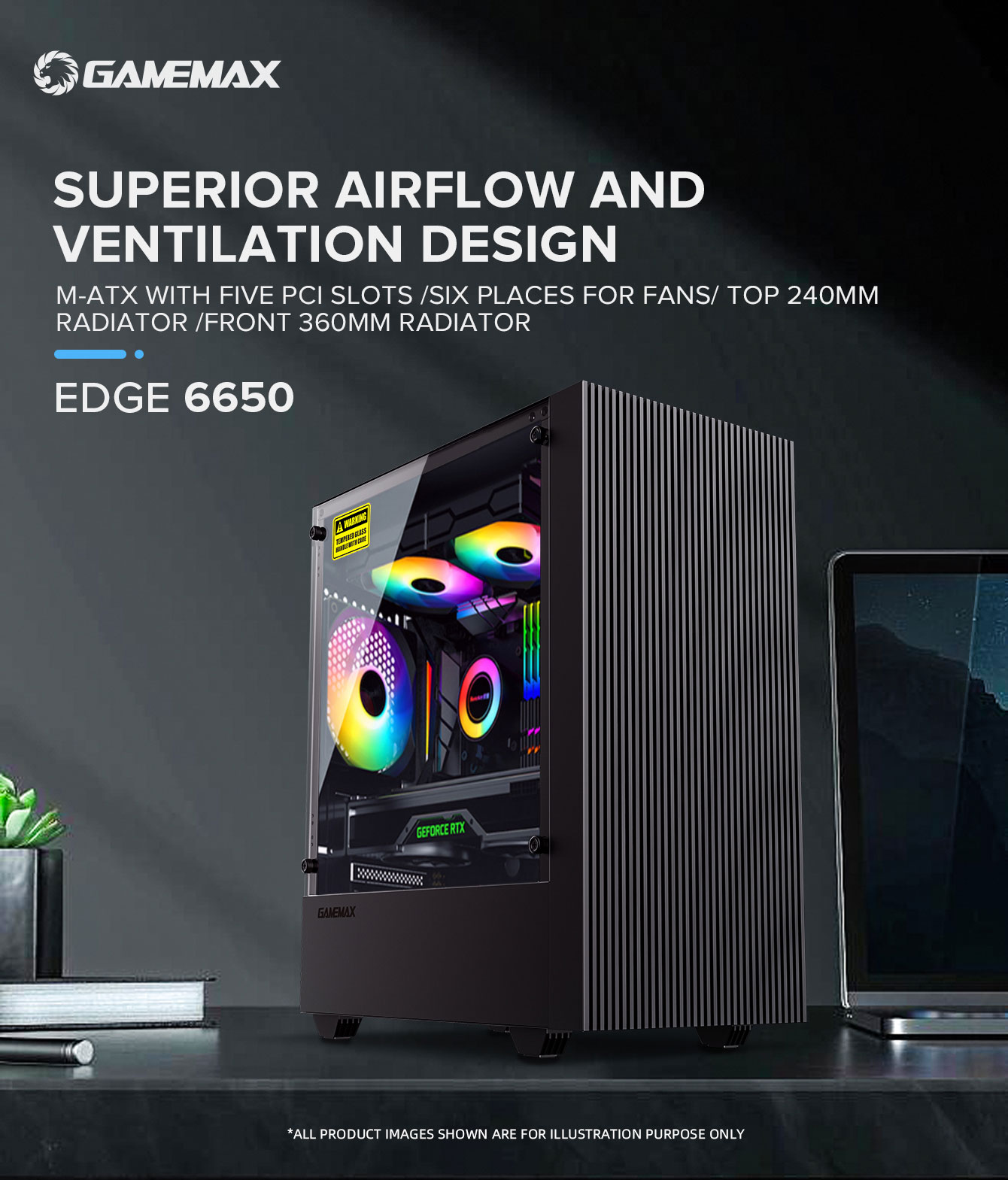 Edge Black Gaming Computer Case